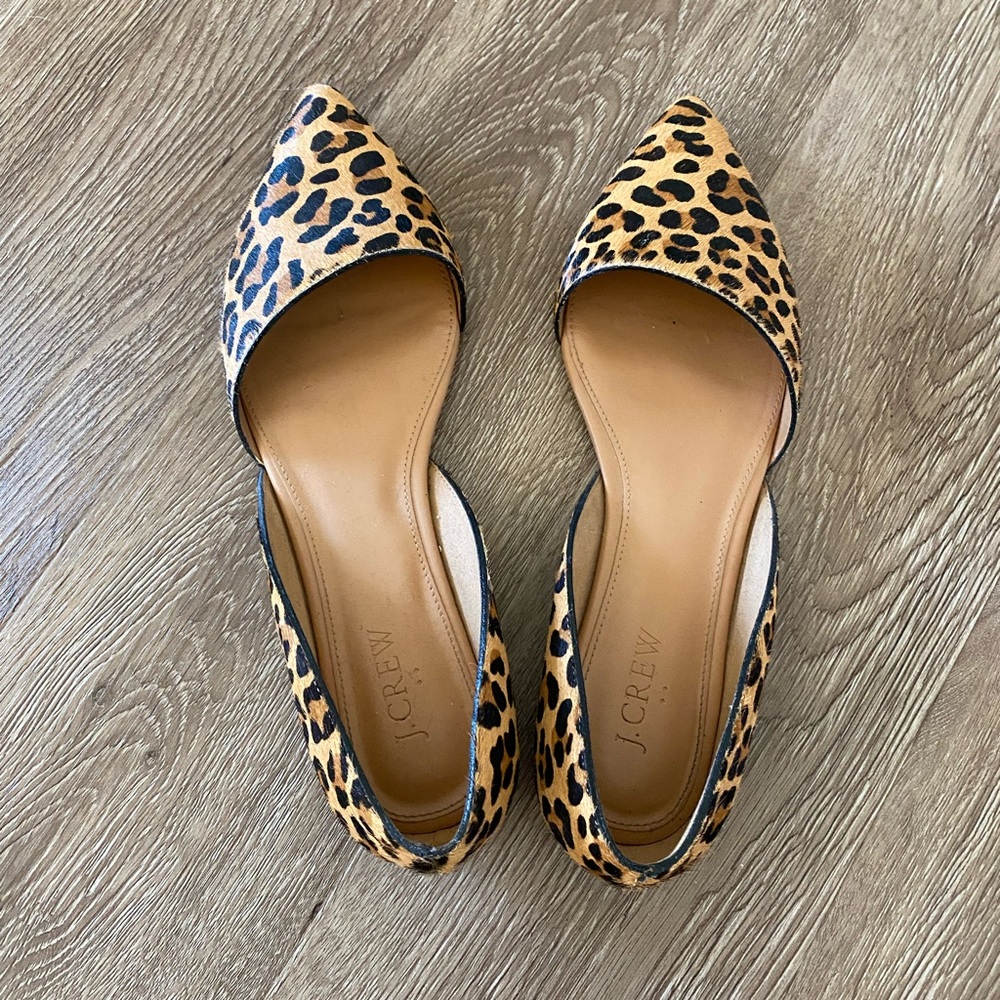 J Crew Calf Hair Leopard Print Flats